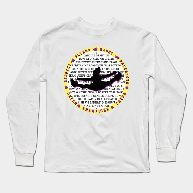 Cheer yellow purple Long Sleeve T-Shirt by laurie3